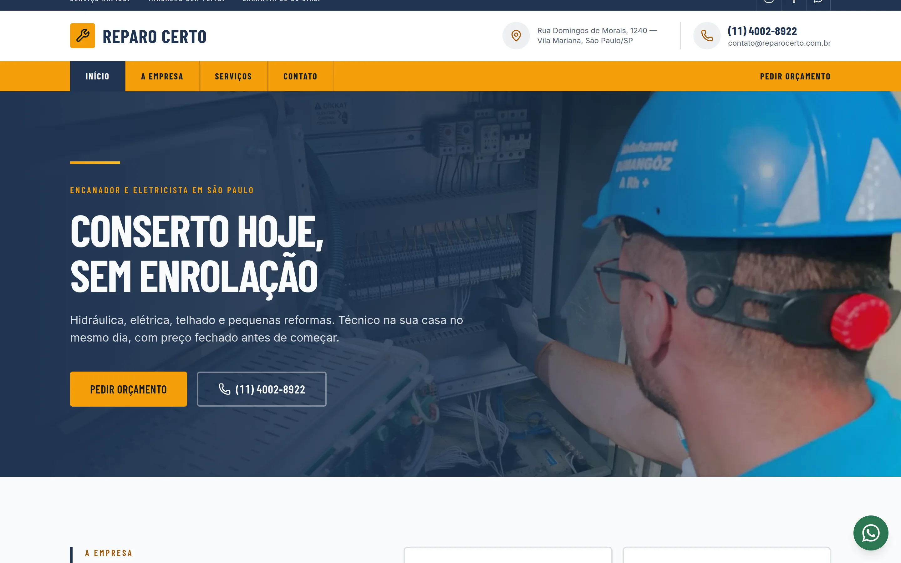 Página inicial do template Fix
