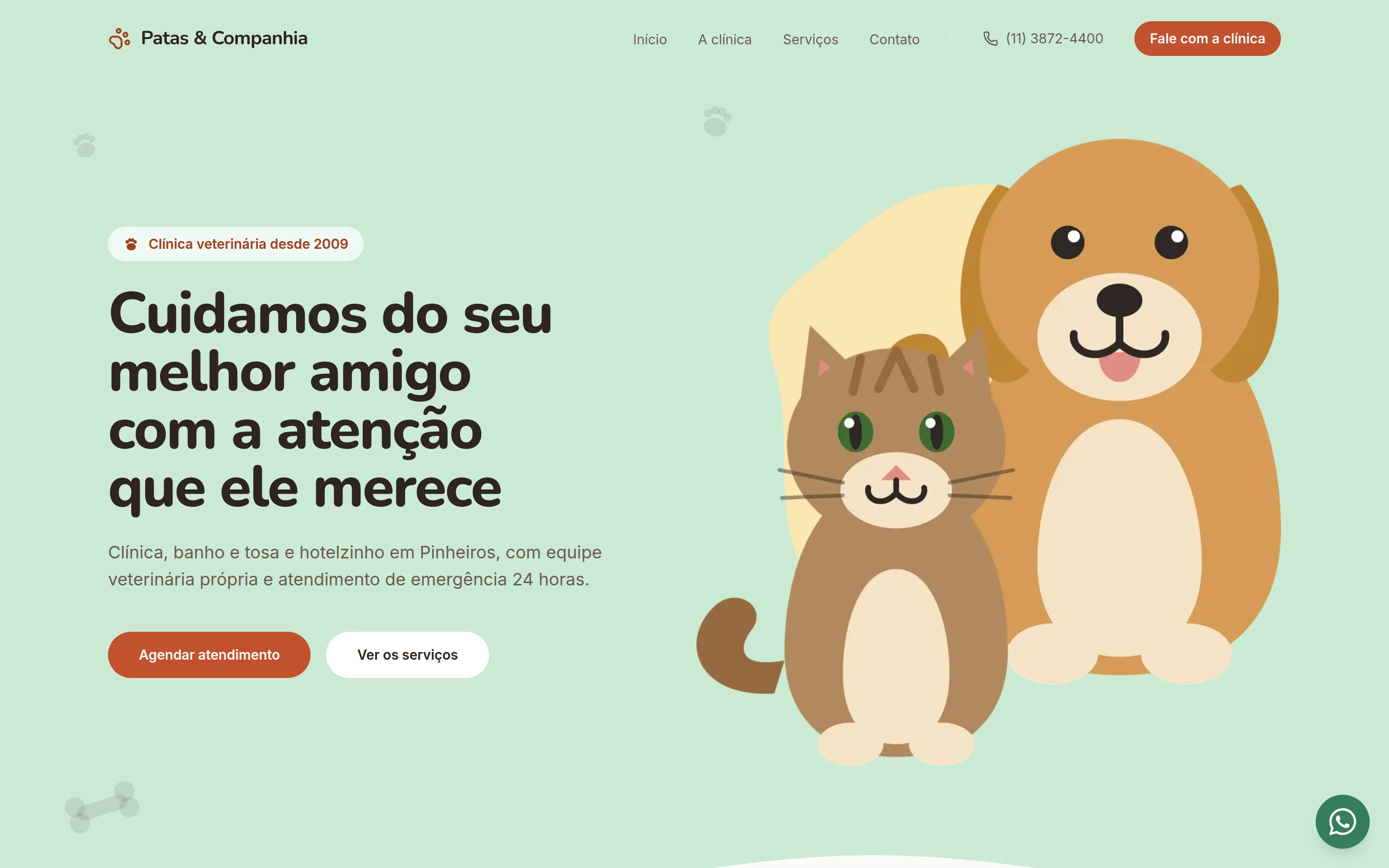 Página inicial do template Pata